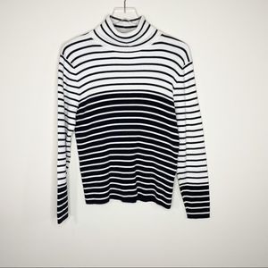 Jeanne Pierre Turtle Neck Black and White Stripped Sweater XL